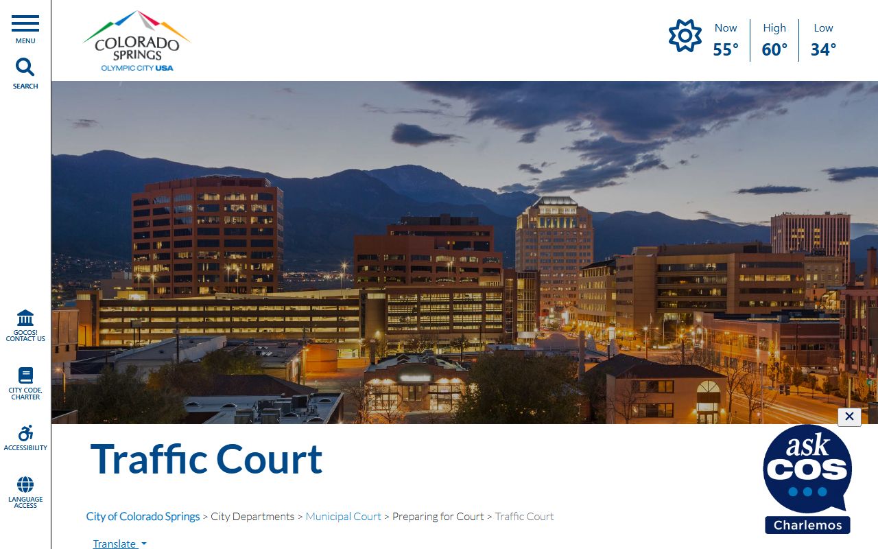 Colorado Springs Municipal Court building where traffic tickets are processed