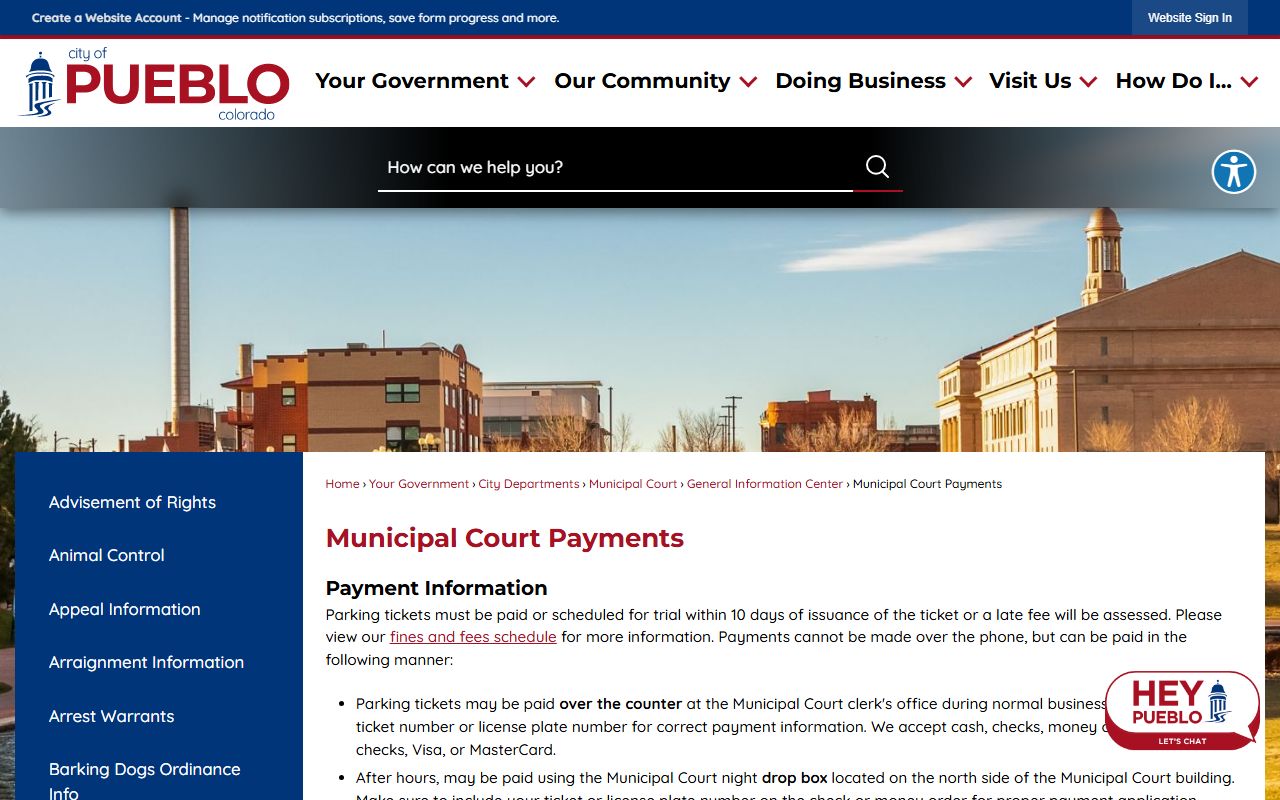 Pueblo County Municipal Court building where traffic ticket records are maintained